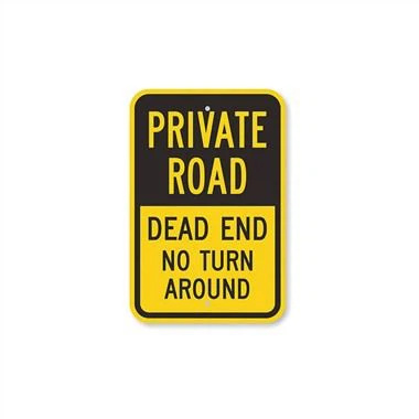 Privat vei blindveis advarselsskilt